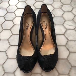 Nordstrom BP. Black satin peeptoe pump 6.5